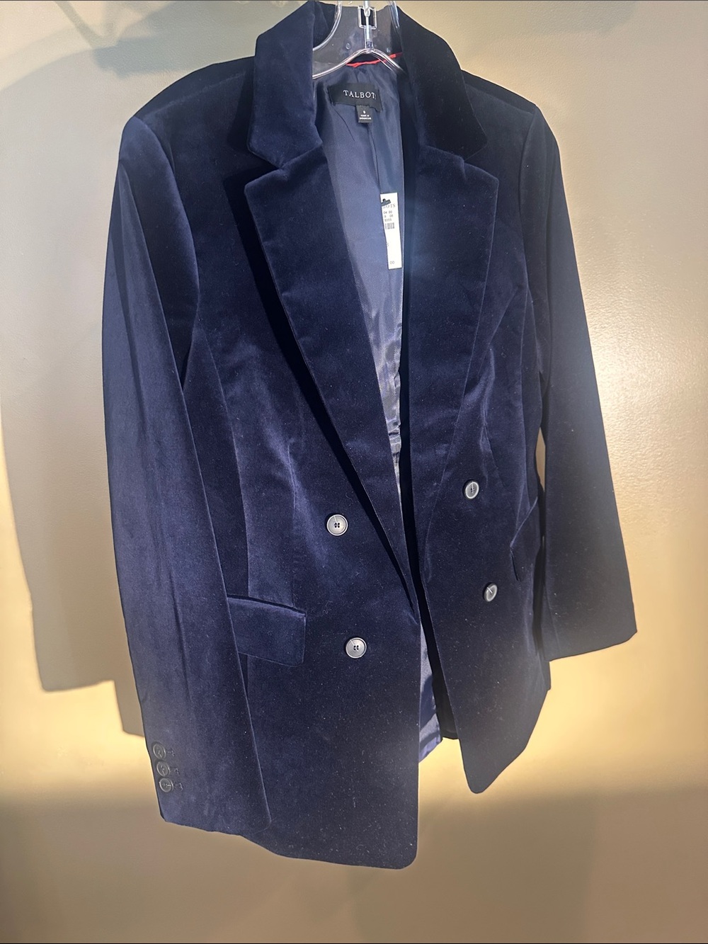 Talbots Double Breasted Velour Jacket, new, with tags.